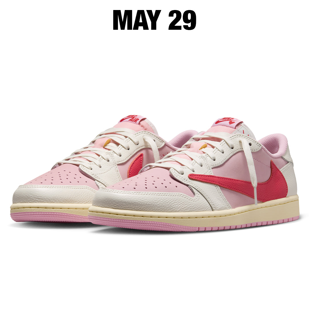 靴 NIKE Air Jordan 1 Travis Scott Shy Pink AIR JORDAN 1 LOW X TRAVIS SCOTT SAIL/TROPICAL PINK-SHY PINK-MUSLIN