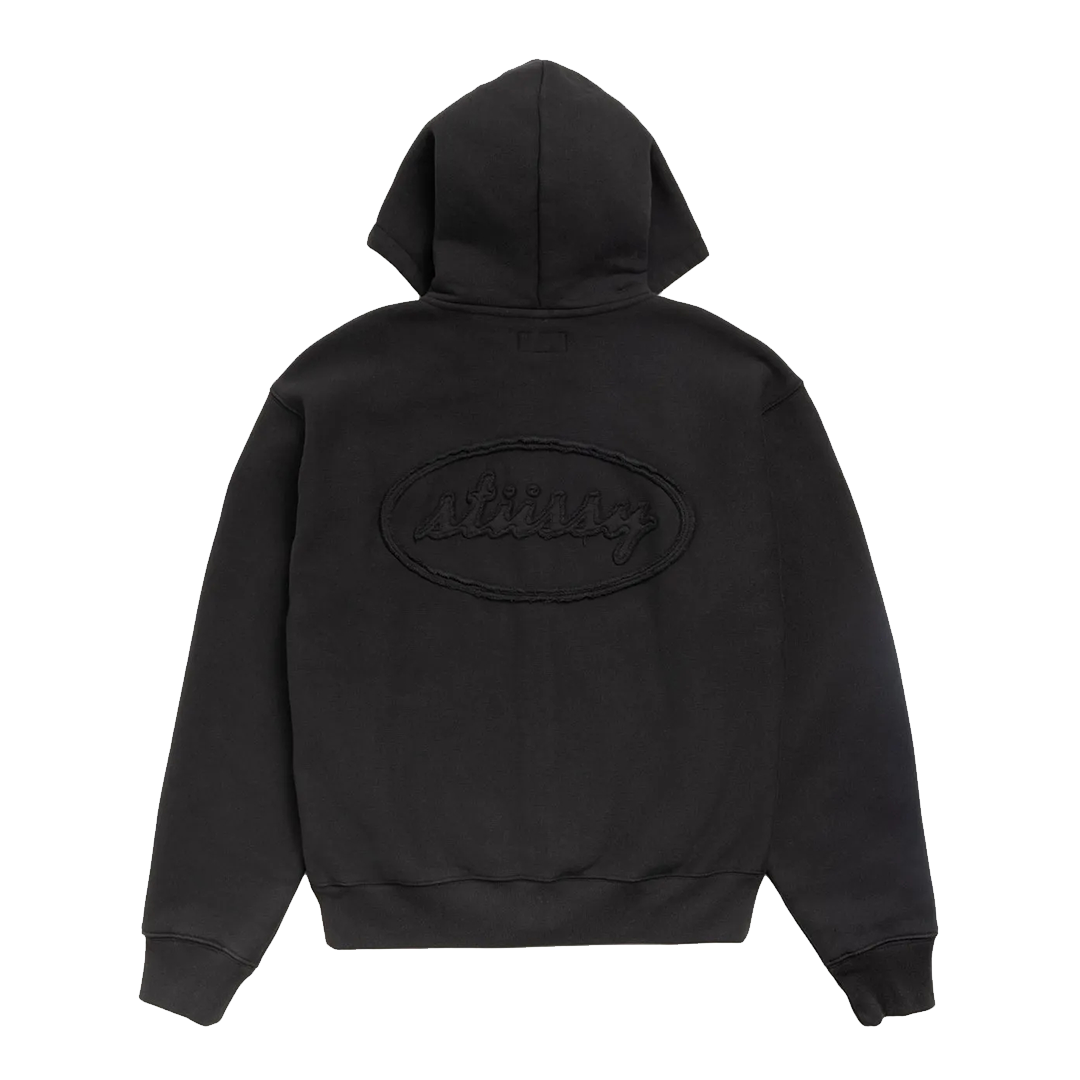 CURSIVE APPLIQUE ZIP HOODIE BLACK – NRML