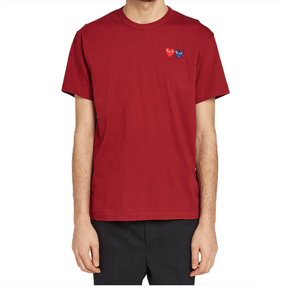 CDG DOUBLE HEART RED T-SHIRT