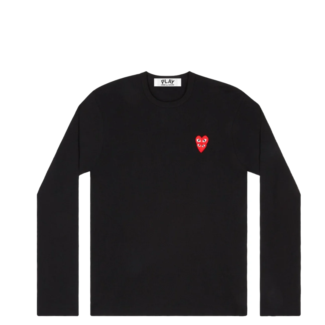 CDG LAYERED RED HEART LONG SLEEVE T-SHIRT BLACK – NRML