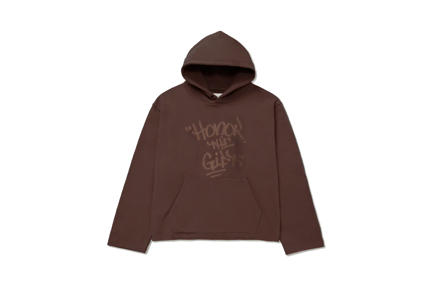 SCRIPT EMBROIDERED HOODIE BROWN