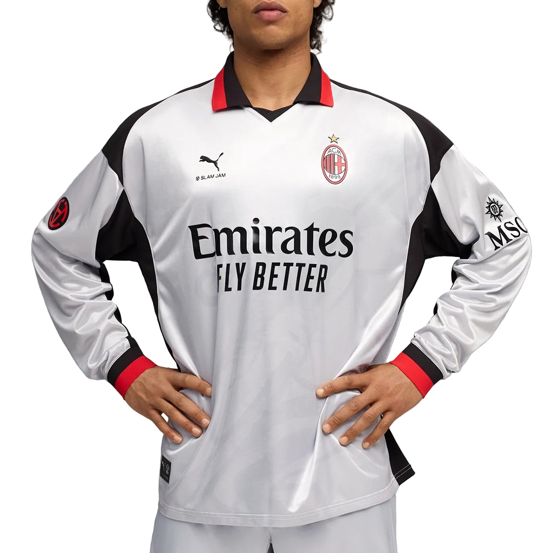 SLAM JAM + AC MILAN 4TH KIT LIMITED EDITION LS JERSEY SILVER MIST