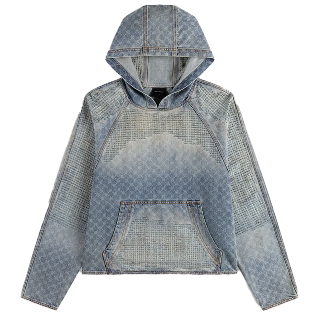 DESTROYED DENIM HOODIE BLUE – NRML