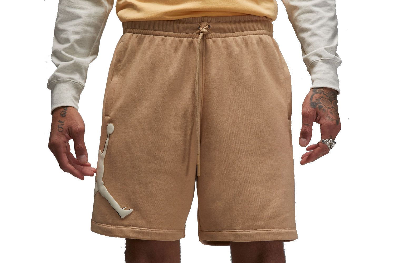 JORDAN ESSENTIALS FLEECE BROWN GRAPHIC SHORTS – NRML