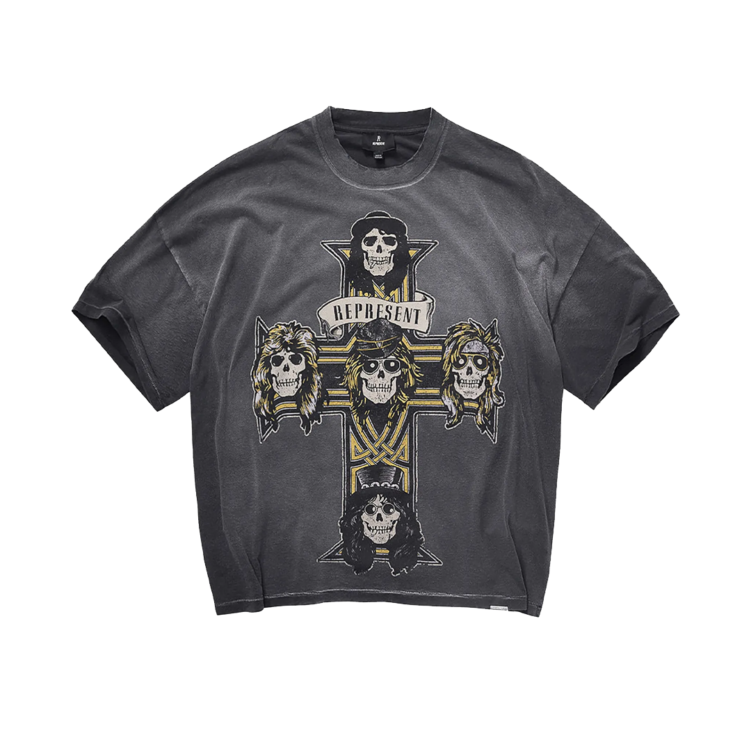 GUNS N' ROSES CROSS T-SHIRT STAINED BLACK – NRML