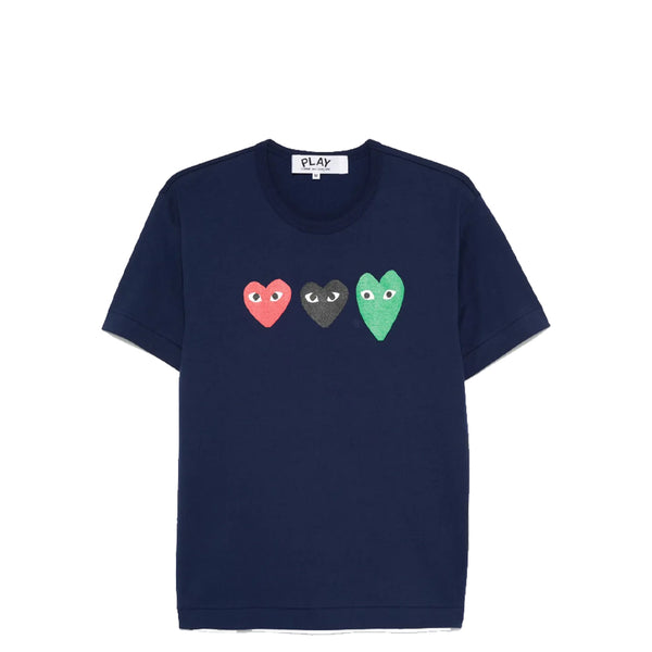CDG TRIPLE HEARTS T-SHIRT NAVY