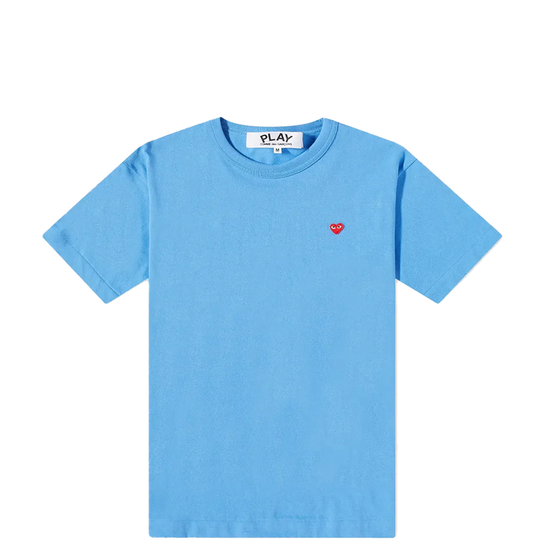 CDG SMALL RED HEART T-SHIRT BLUE
