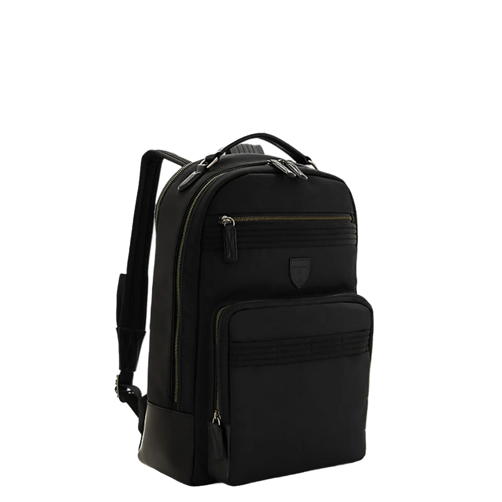 LEATHER-TRIM TRAVEL BACKPACK