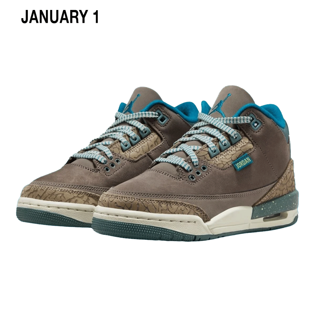 AIR JORDAN 3 (GS) OLIVE GREY/GREEN ABYSS