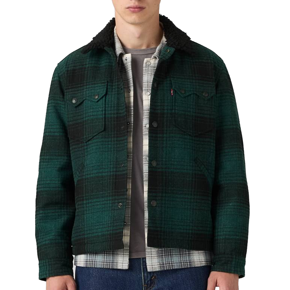 WESTERN WOOL BLEND PLAID JACKET PONDEROSA PINE GREEN