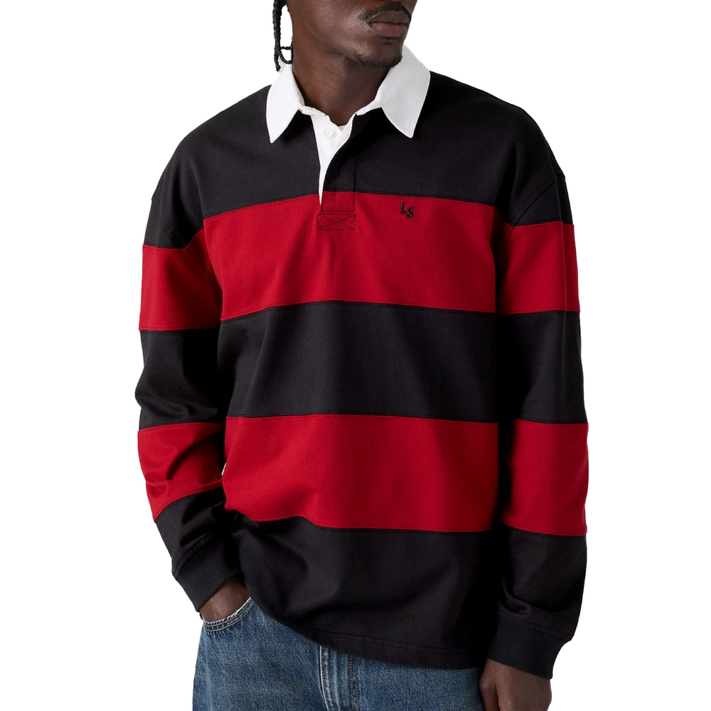 PIECED UNION RUGBY SHIRT JESSE JET BLACK