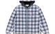 ZIP HOODED PLAID SHIRT BLUE