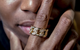 STUDDED CUBAN LINK RING -18K GOLD PLATED