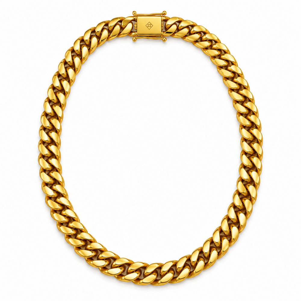 12 MM MIAMI CUBAN LINK NECKLACE - 18K GOLD PLATED