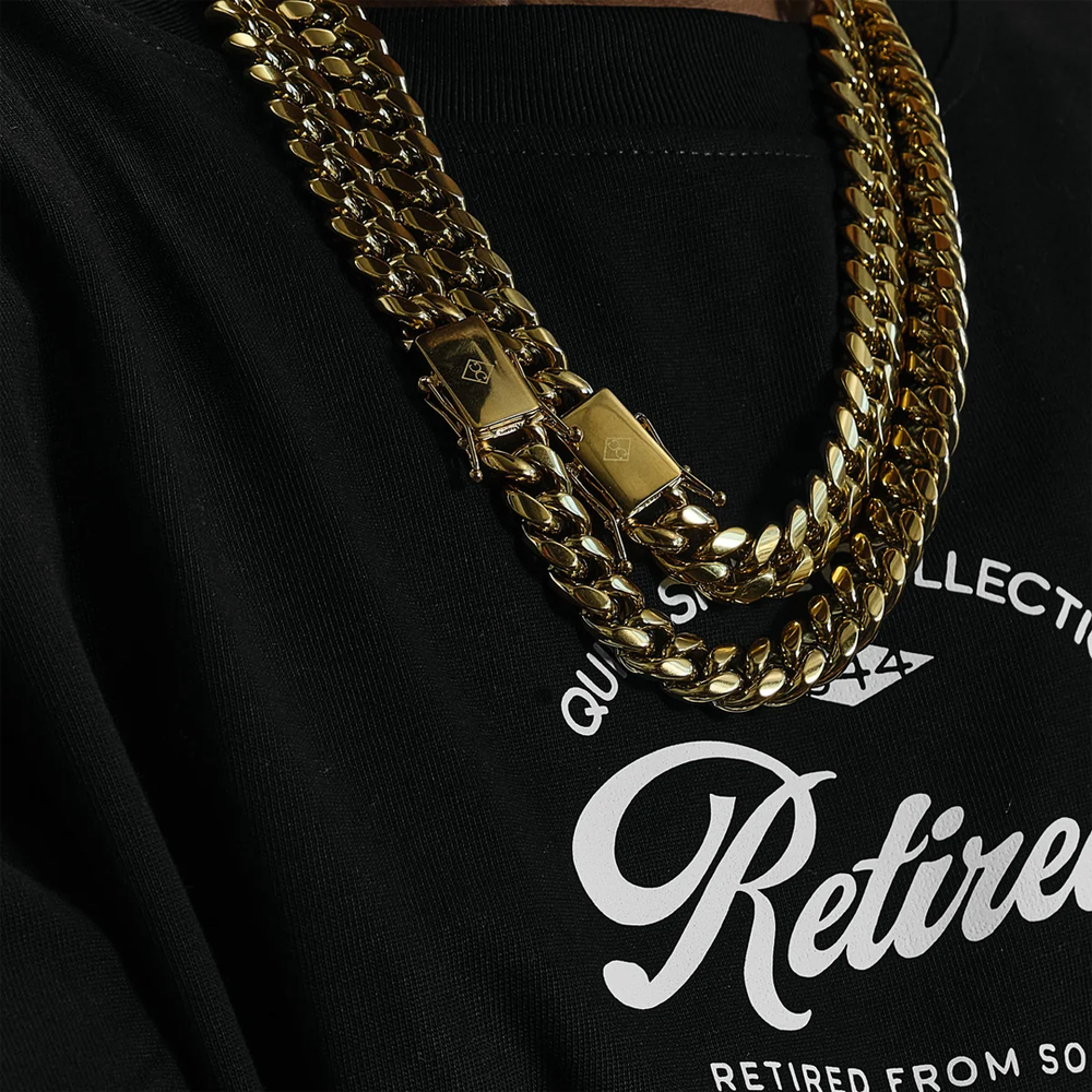 12 MM MIAMI CUBAN LINK NECKLACE - 18K GOLD PLATED