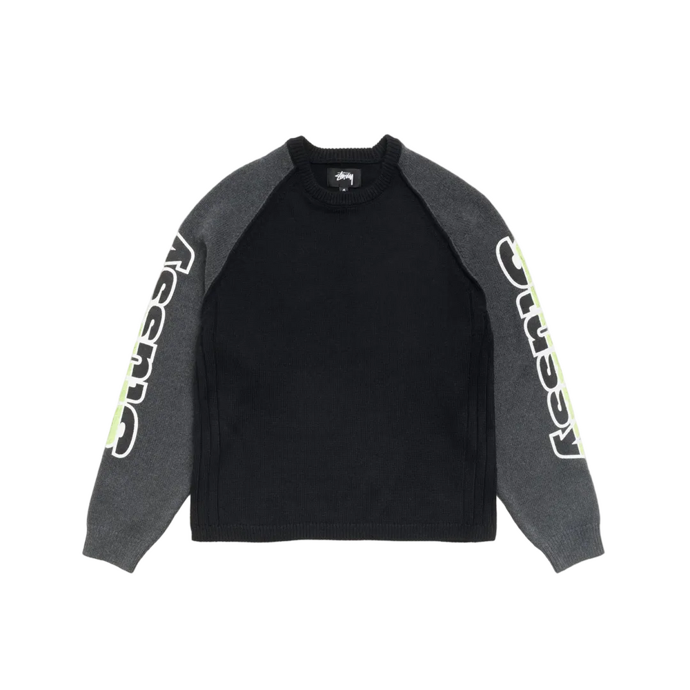 TWO TONE RAGLAN SWEATER BLACK