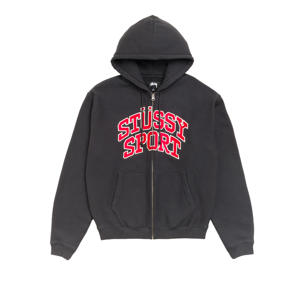 STÜSSY SPORT ZIP HOODIE WASHED BLACK
