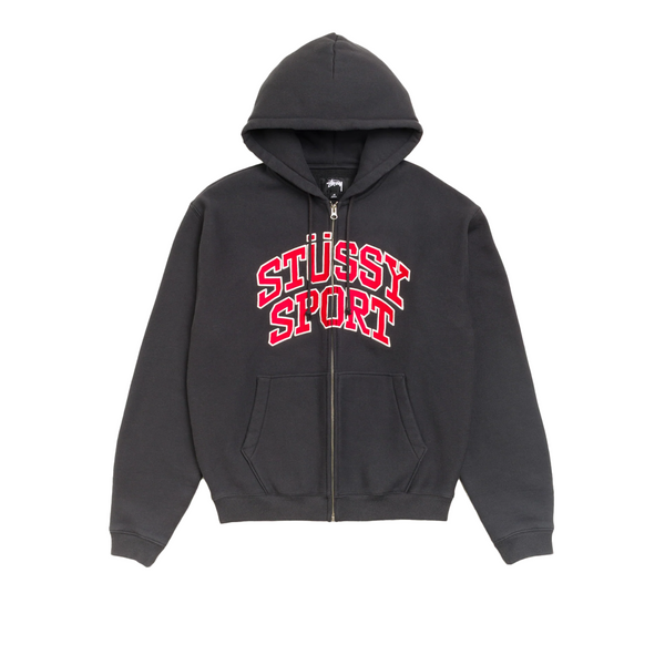 STÜSSY SPORT ZIP HOODIE WASHED BLACK