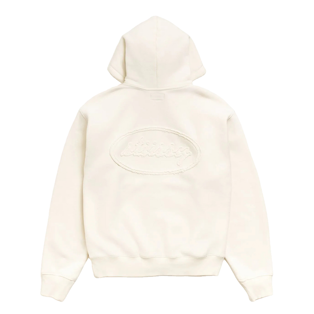 CURSIVE APPLIQUE ZIP HOODIE NATURAL – NRML CURSIVE APPLIQUE ZIP HOODIE NATURAL – NRML