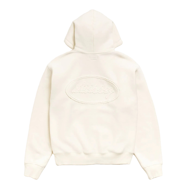 CURSIVE APPLIQUE ZIP HOODIE NATURAL