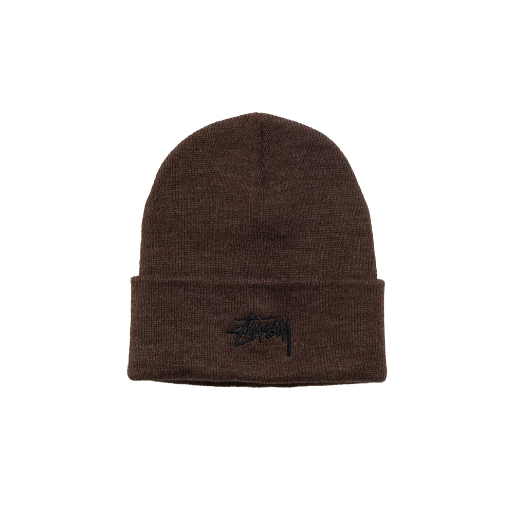 STOCK CUFF BEANIE HEATHER BROWN