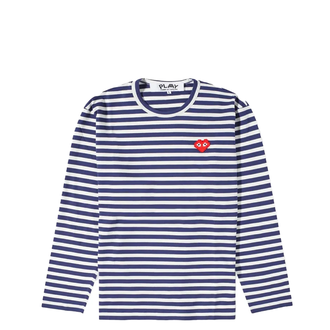 CDG STRIPE PIXEL HEART LONG SLEEVE T-SHIRT – NRML