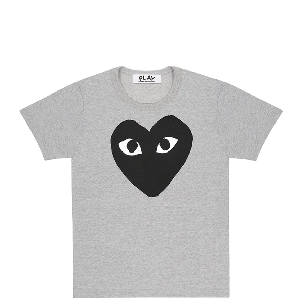 CAMISETA CDG CORAZÓN NEGRO ESTAMPADO GRANDE GRIS