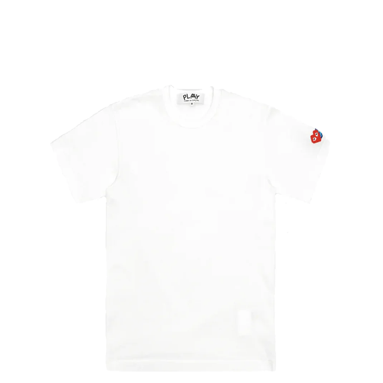T-SHIRT MANCHES COURTES CDG X INVADER COEUR ROUGE BLANC