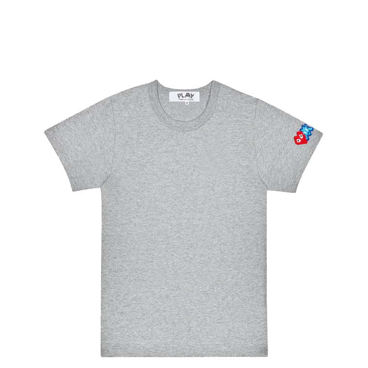 T-SHIRT CDG INVADER COEUR ROUGE MANCHES COURTES GRIS