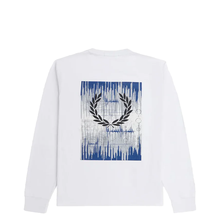 FRED PERRY GRAPHIC SOUNDWAVES LONG SLEEVE WHITE