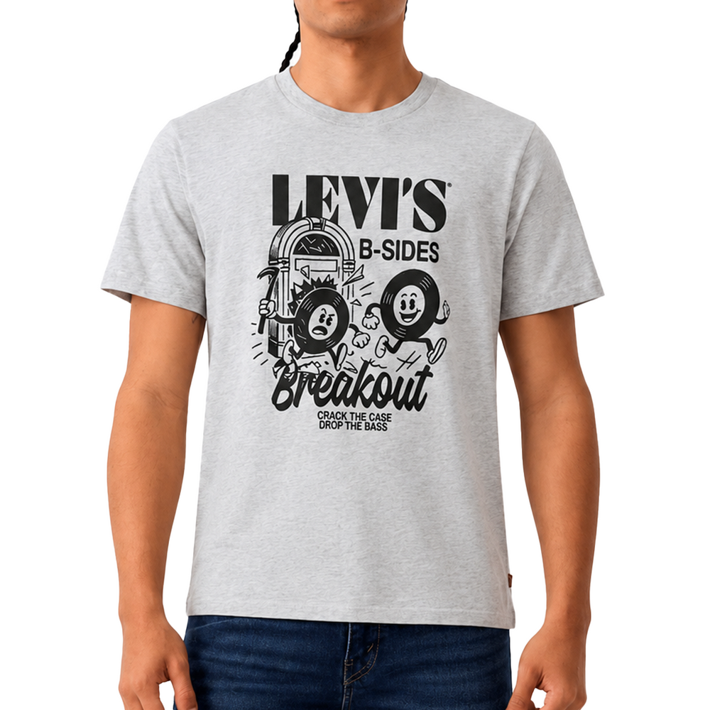 GRAPHIC CREWNECK TEE BSIDE BREAKOUT HEATHER GREY