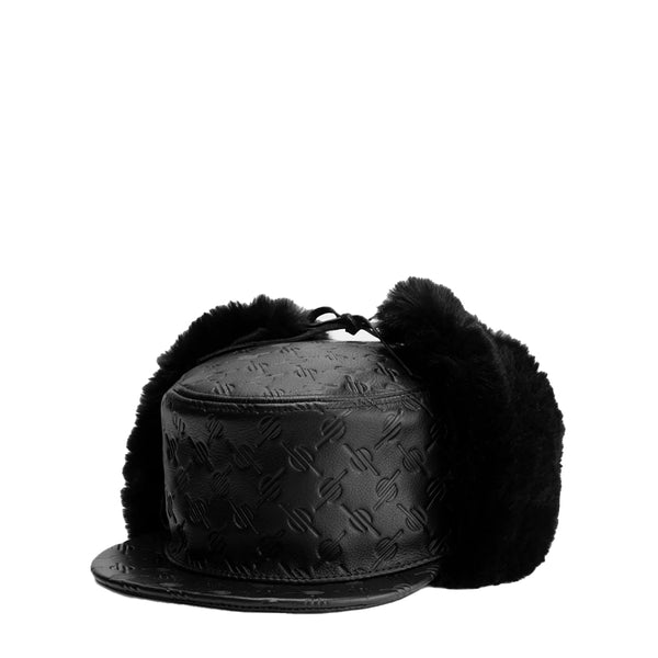 BLACK MONOGRAMED CHAPKA HAT