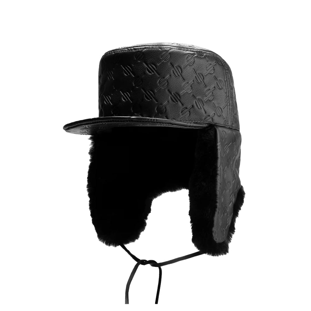 BLACK MONOGRAMED CHAPKA HAT