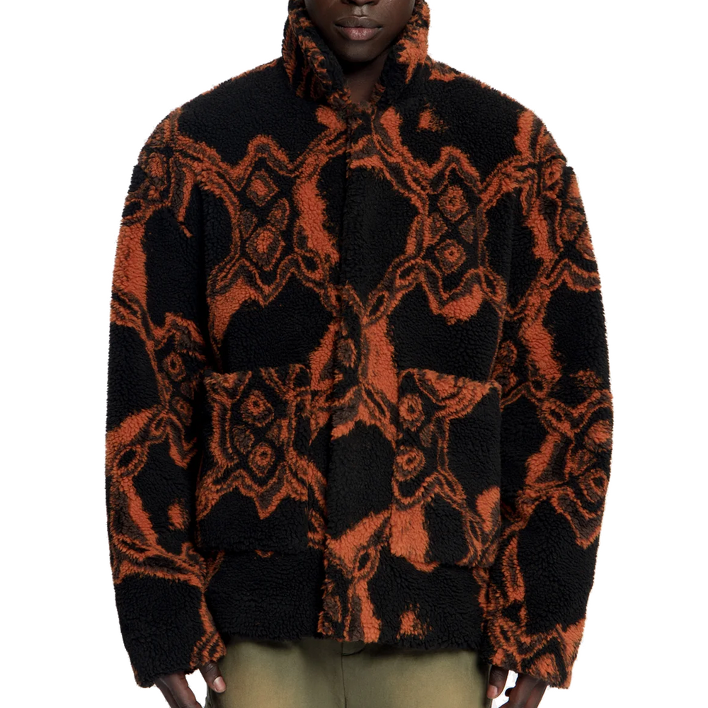 BURNED SHIELD FUR JACKET BLACK