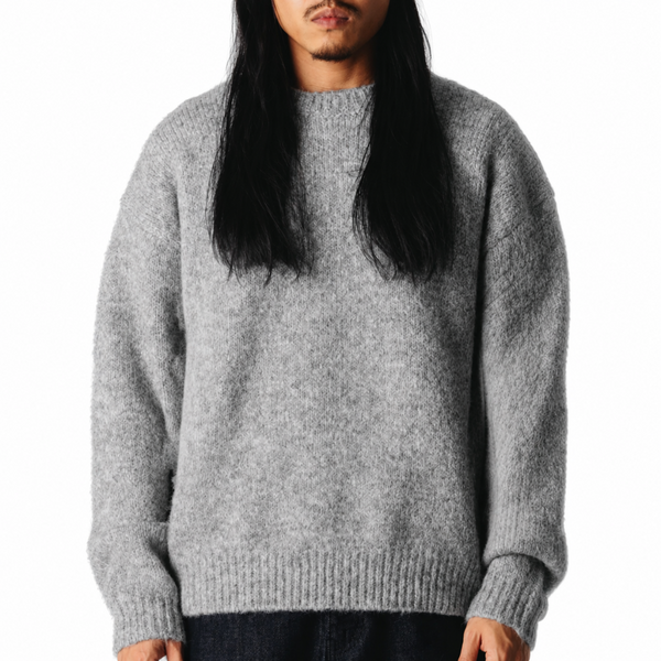 WBKURT MOHAIRY CREW DARK GREY MELANGE