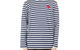 CDG NAVY STRIPED RED HEART LONG SLEEVE T-SHIRT