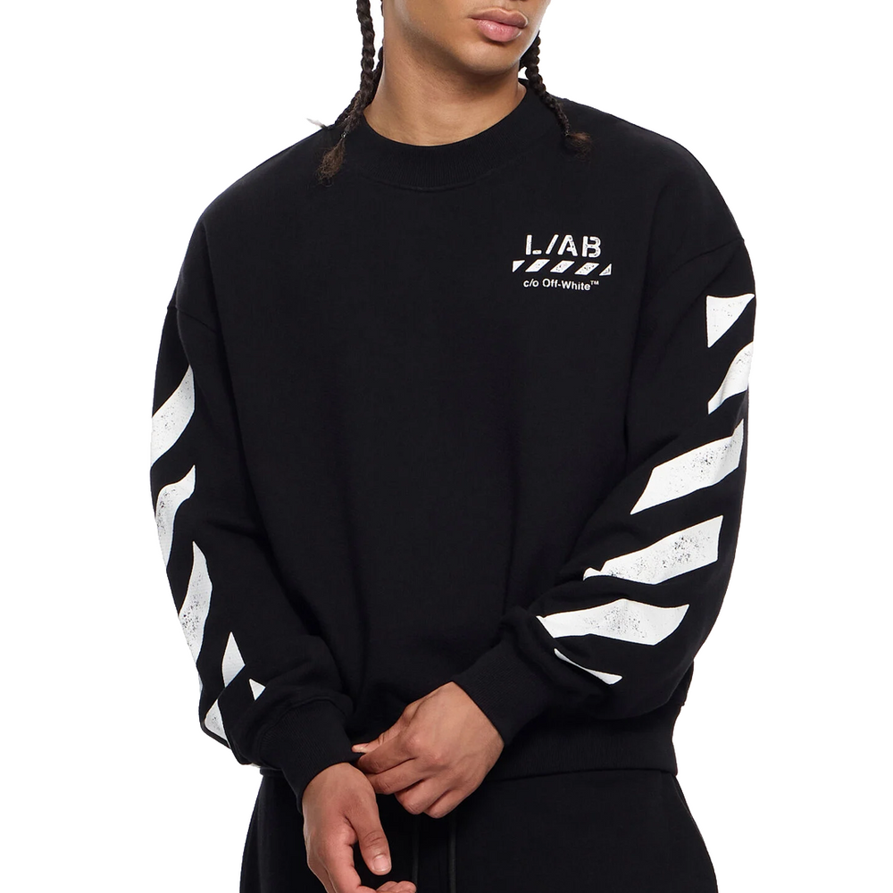 DIAGONAL CREWNECK SWEATSHIRT BLACK