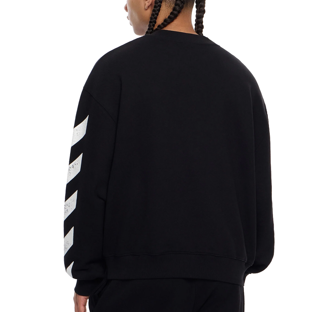 DIAGONAL CREWNECK SWEATSHIRT BLACK