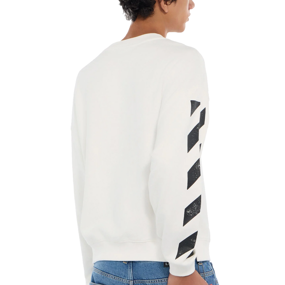 DIAGONAL CREWNECK SWEATSHIRT WHITE