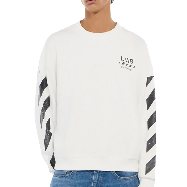 DIAGONAL CREWNECK SWEATSHIRT WHITE