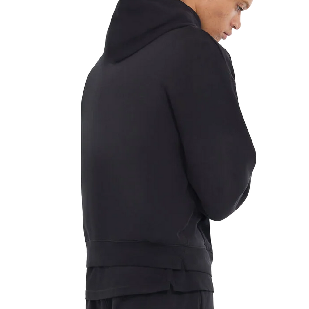 DIAGONAL GARMENT WASHED HOODIE BLACK