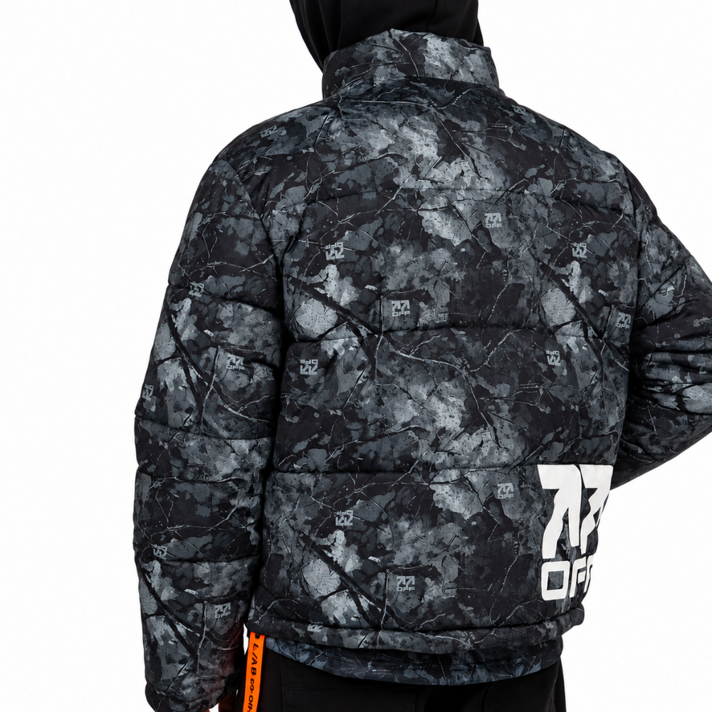 AOP CAMO PUFFER JACKET BLACK