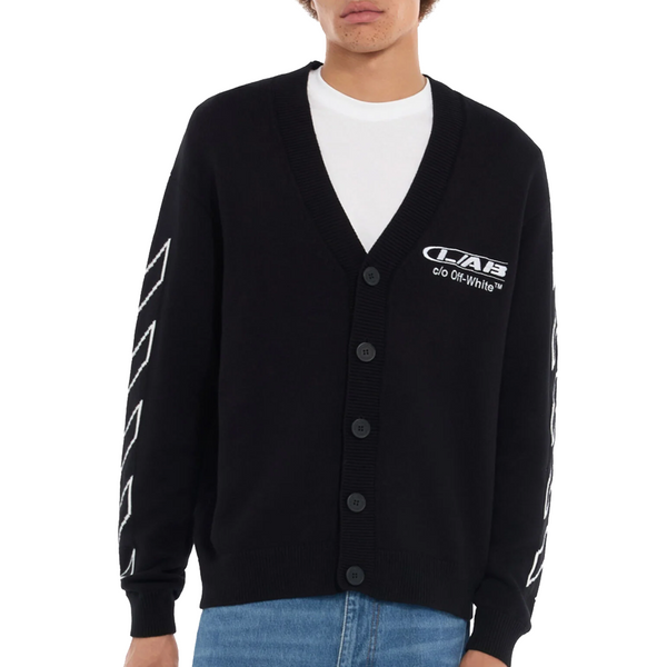 OFF ACTIVE DIAGONAL KNIT CARDIGAN BLACK