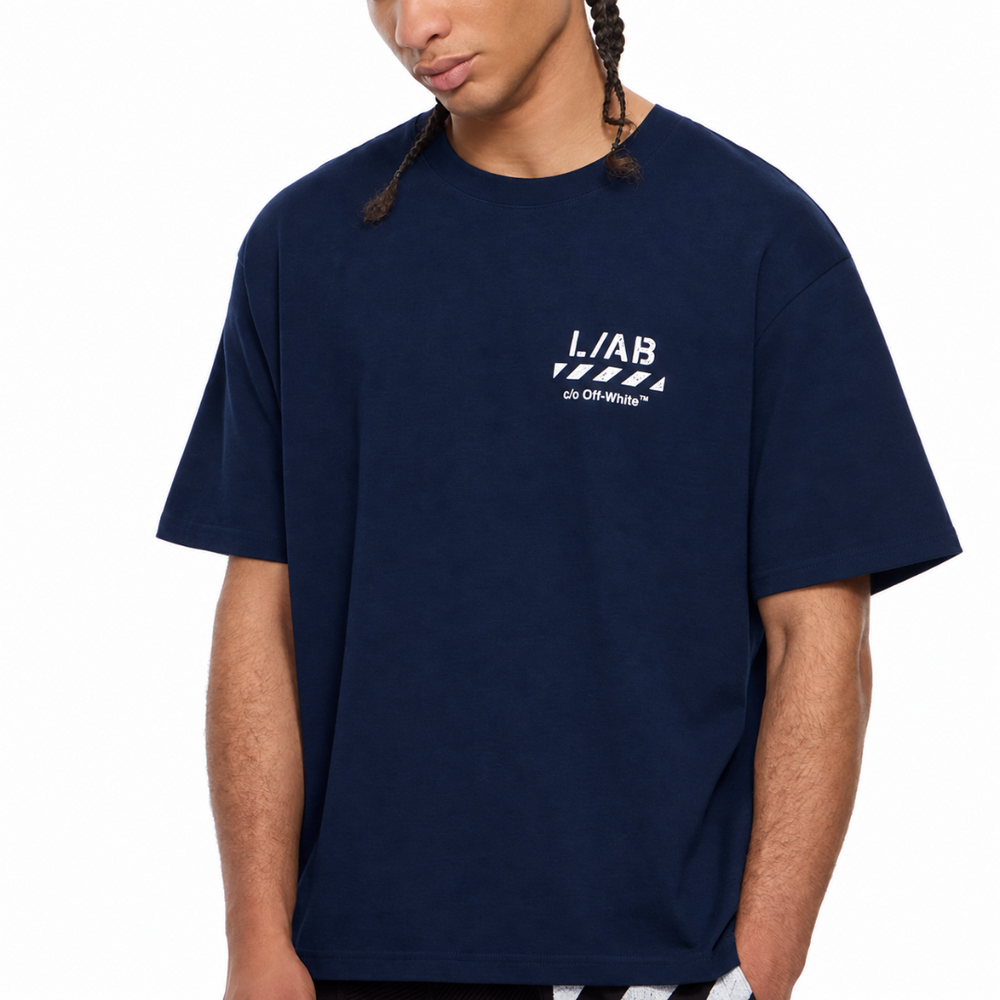 L/AB DIAGONAL OVERSIZED T-SHIRT MARINE