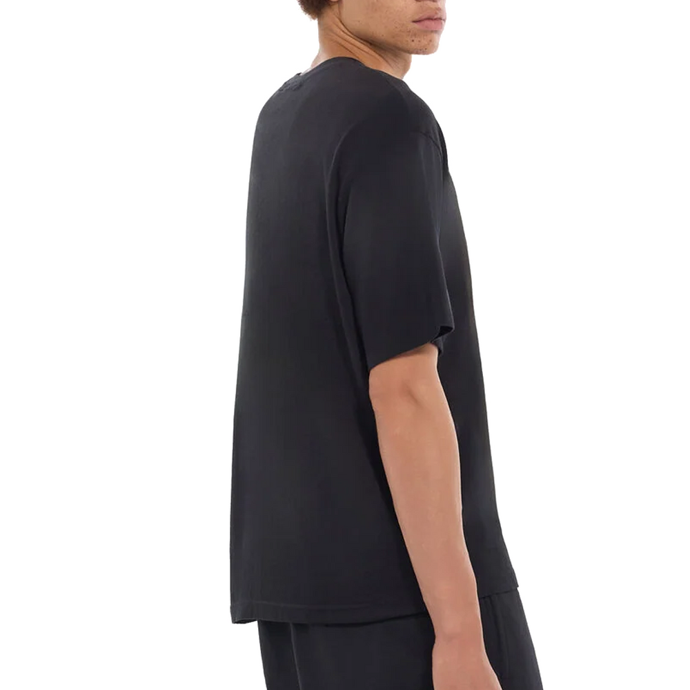 DIAGONAL GARMENT WASHED TEE BLACK
