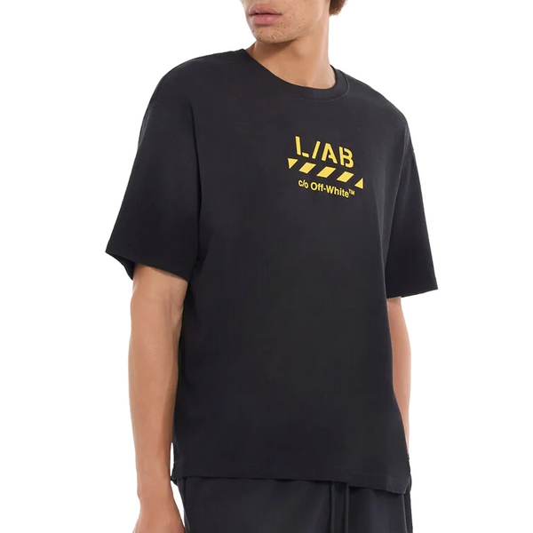 DIAGONAL GARMENT WASHED TEE BLACK