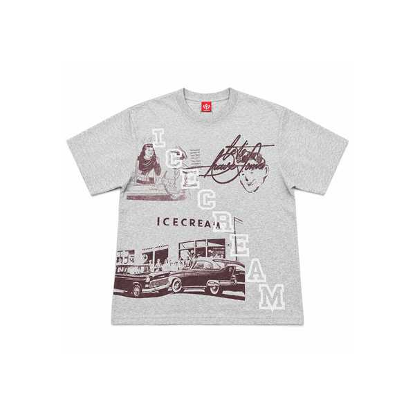DAILY DOUBLE SS KNIT OVERSIZED TEE HEATHER GREY