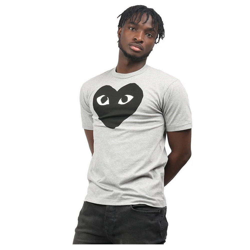 CDG BIG PRINTED BLACK HEART T SHIRT GREY NRML