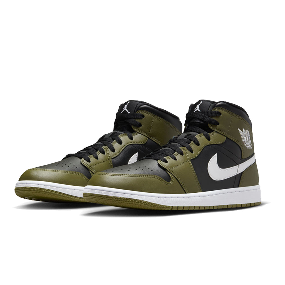 AIR JORDAN 1 MID BLACK WHITE OLIVE