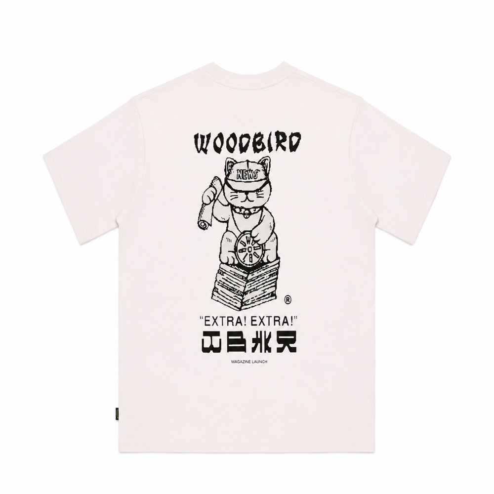 WOODBIRD X THINK EMPIRE "EXTRA! EXTRA!" TEE WHITE